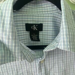 Calvin Klein Men's Light Blue Checkered Shirt